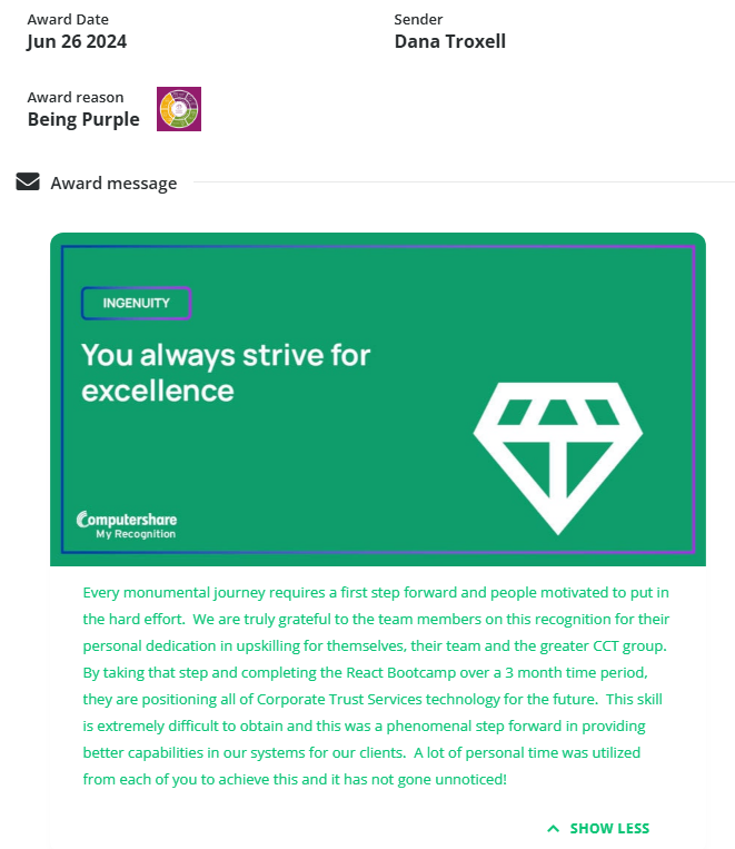 Testimonial dated June 26, 2024