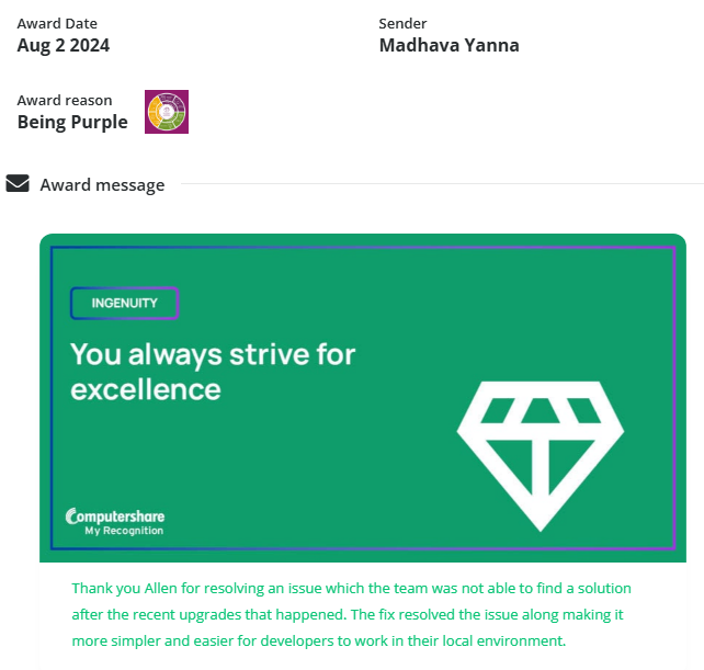Testimonial dated August 2, 2024