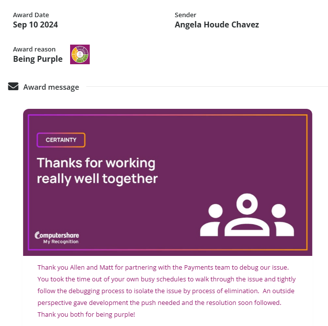 Testimonial dated September 10, 2024
