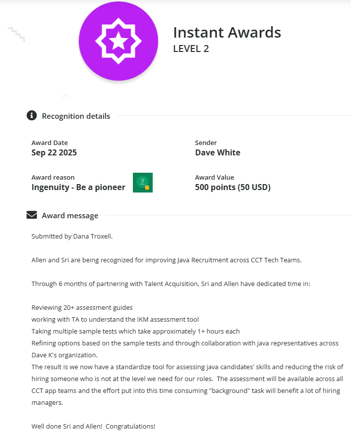 Testimonial dated September 22, 2025