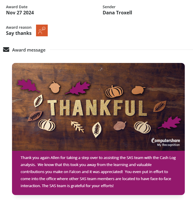 Testimonial dated November 27, 2024